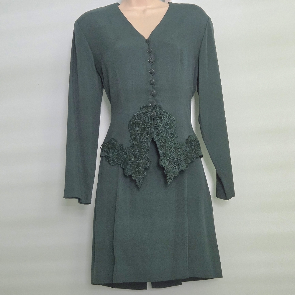 Vtg Blondie & Me 90s Skirt Suit with Lace Detail